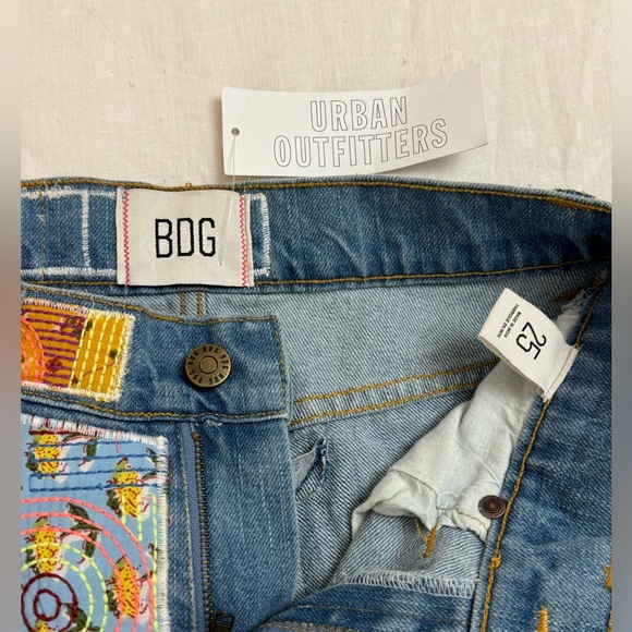 BDG High-Waisted Patchwork Hippie Retro Flare Leg Indigo Craft Jeans NWT Size 25 - Picture 12 of 16
